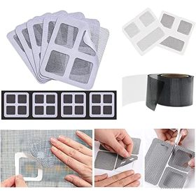 Door Window Screen Repair_Tape 5PCS; 5PCS Waterproof Fiberglass Mesh Covered Repair_Roll Kit; Strong Adhesive Window Vinyl Screen Patch Suitable (Color: 2m*5cm-grey)