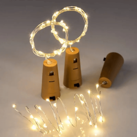 1pc 20 LED Wine Bottle Lights String Light; Mini LED 6.6ft Silver Wire Cork Lights Battery Operated Fairy Mini String Lights For Liquor Bottles C (Color: Warm White)