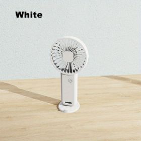 1pc Portable USB Chargeable Mini Fan; Handheld Fans With Base For Desktop; Outdoor Hand Hold Fan With Phone Holder (Color: White)