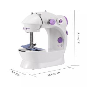 Household Mini Sewing Machines Handheld Sewing Machine with Light Cutter Foot Pedal Portable Night Light Sewing Machine (Color: US-Plug)