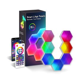 Intelligent LED Odd Light Panel; Color Hexagonal Honeycomb LED Lamp; Electric Competition Atmosphere Lamp; Modular Wall Panel Lamp; Ceramic Tile (Quantity: 3pcs)