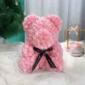 Gifts for Women - Rose Bear - Rose Flower Bear Hand Made Rose Teddy Bear - Gift for Valentines Day;  Mothers Day;  Wedding and Anniversary & Brid (Color: Pink)
