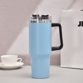 40oz Handle Car Cup with pipette stainless Steel insulated Cold beer cup portable ice cup with handle; Insulated Reusable Leakproof Stainless Ste (Color: Blue)