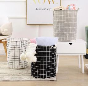 Dirty Laundry Basket Cotton Linen Foldable Round Waterproof Organizer Bucket Clothes Toys Large Capacity Home Storage Basket (Color: as pic)